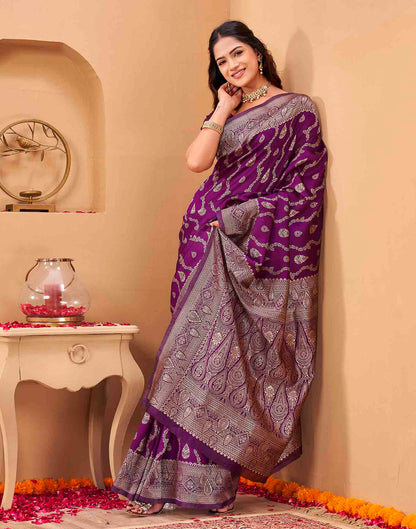 Purple Silk Woven Banarasi Saree