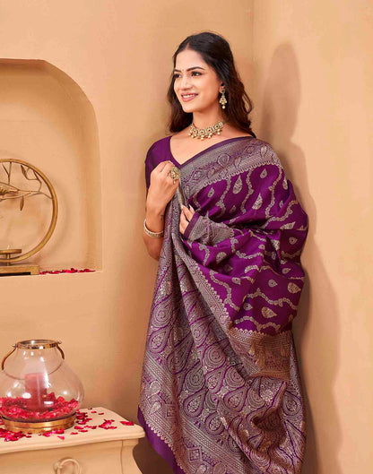 Purple Silk Woven Banarasi Saree