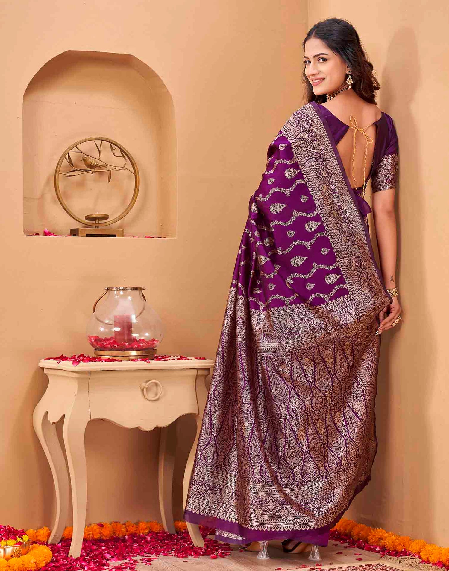 Purple Silk Woven Banarasi Saree