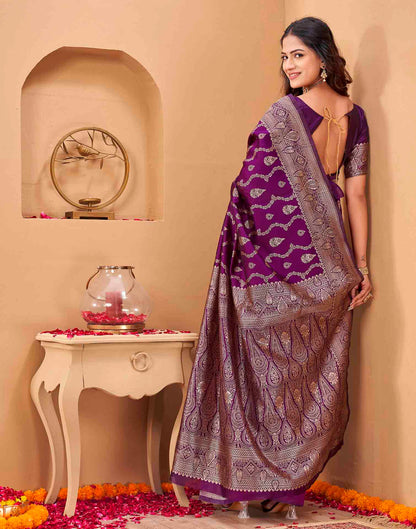Purple Silk Woven Banarasi Saree