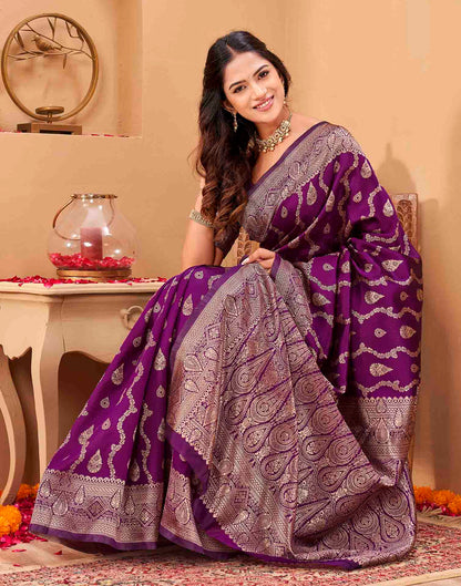 Purple Silk Woven Banarasi Saree