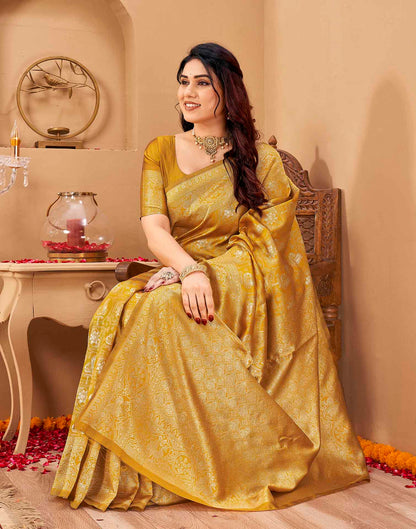 Yellow Silk Woven Banarasi Saree