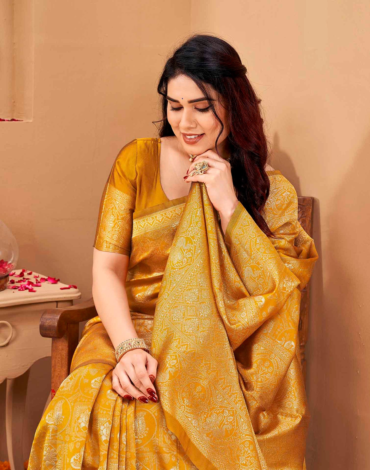 Yellow Silk Woven Banarasi Saree
