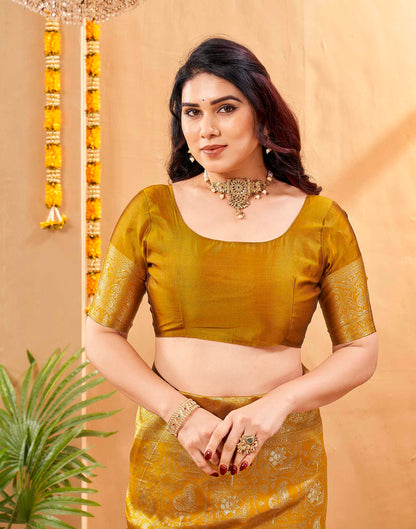 Yellow Silk Woven Banarasi Saree