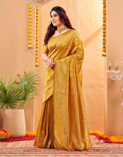Yellow Silk Woven Banarasi Saree