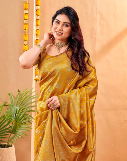 Yellow Silk Woven Banarasi Saree