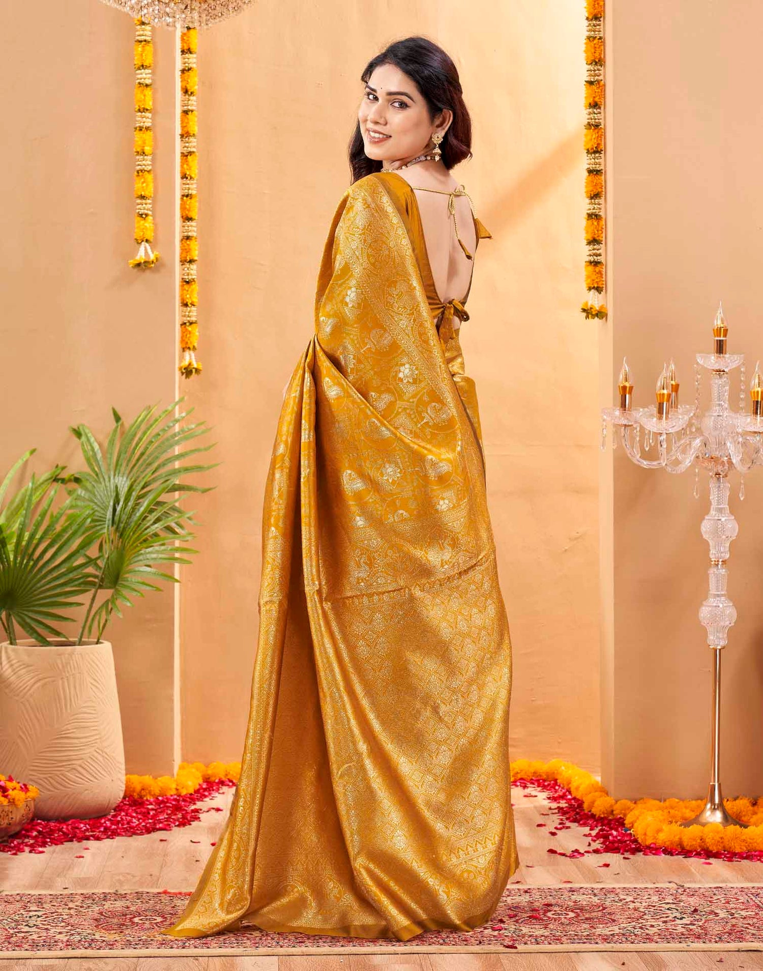 Yellow Silk Woven Banarasi Saree