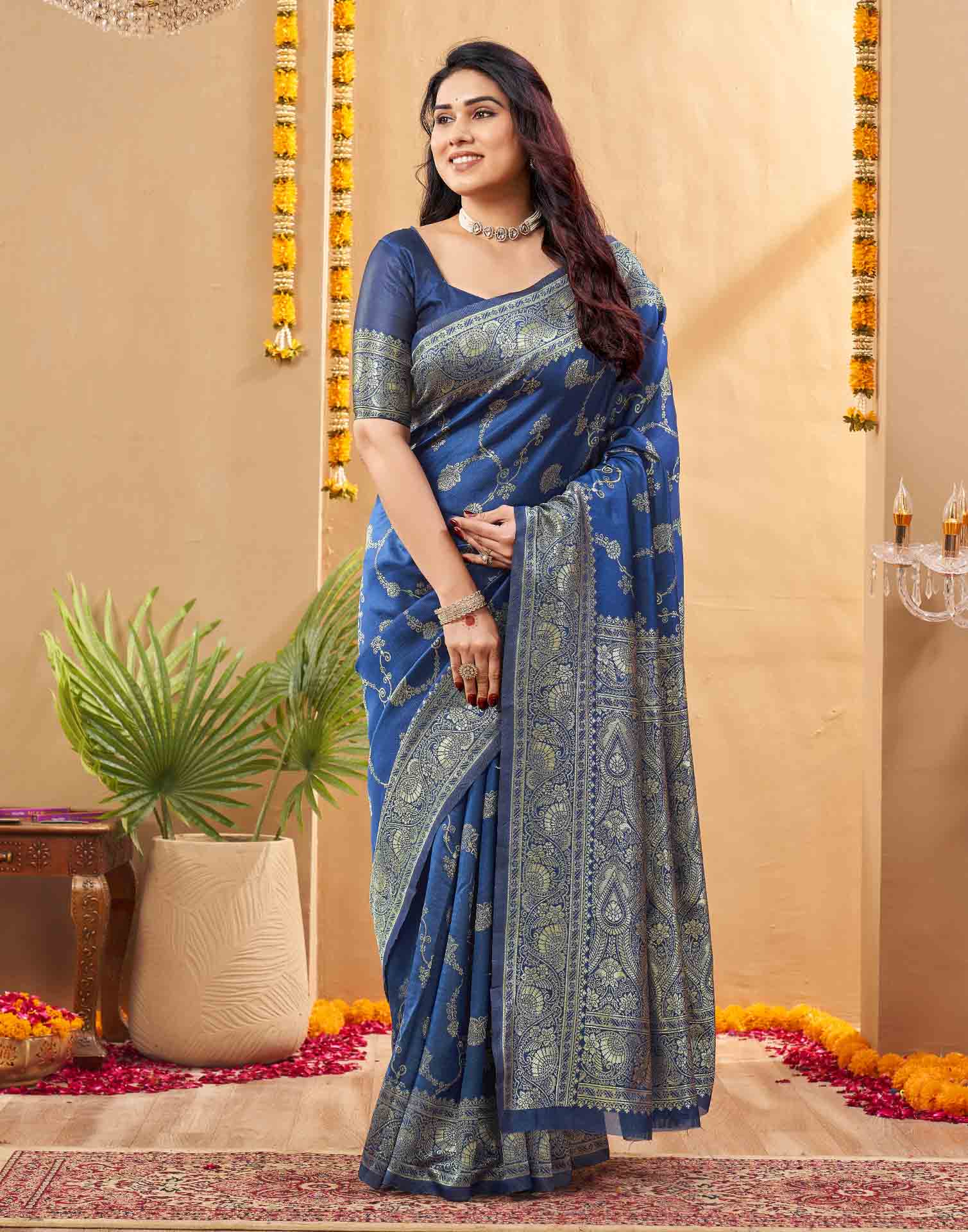 Blue Silk Woven Banarasi Saree