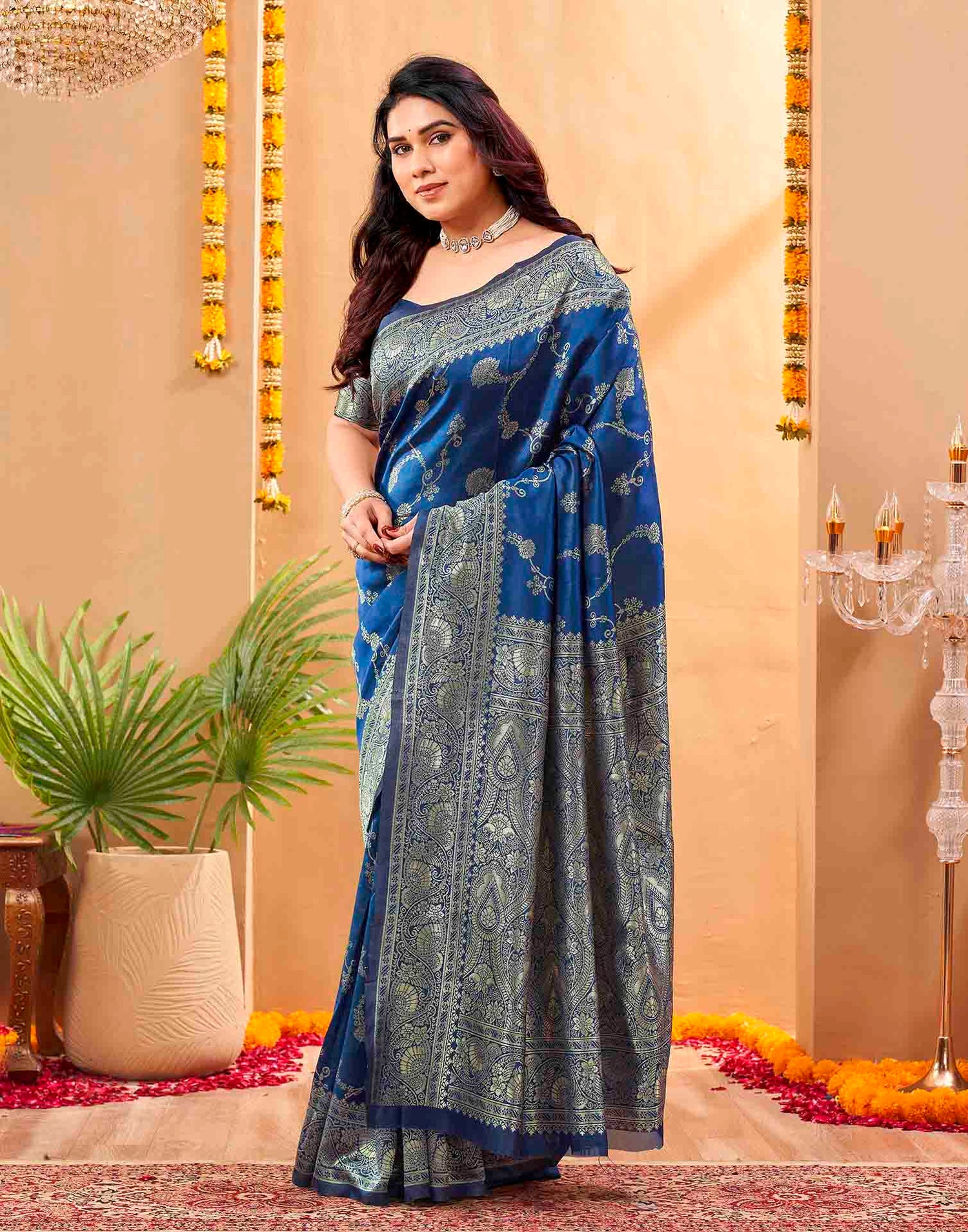 Blue Silk Woven Banarasi Saree
