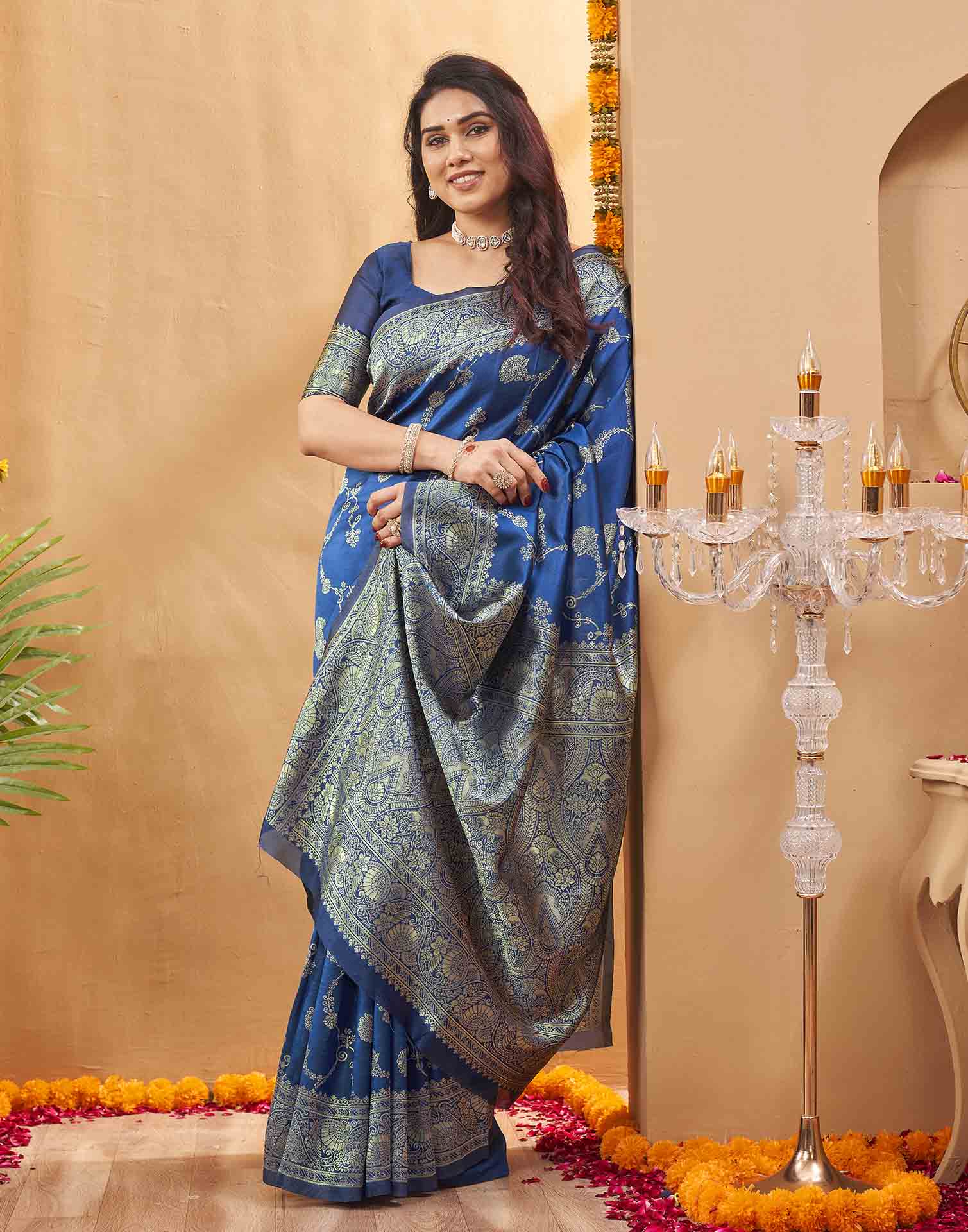 Blue Silk Woven Banarasi Saree