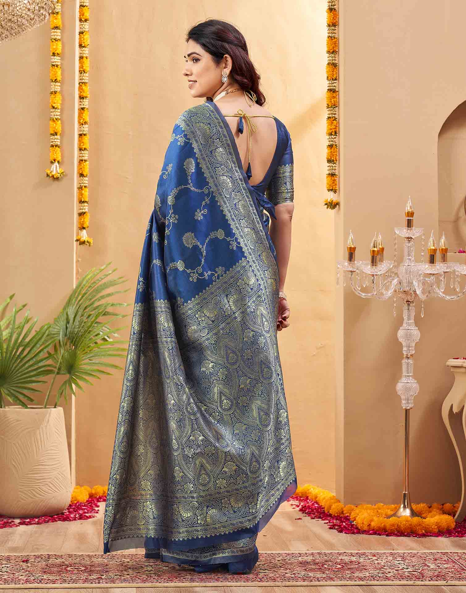 Blue Silk Woven Banarasi Saree
