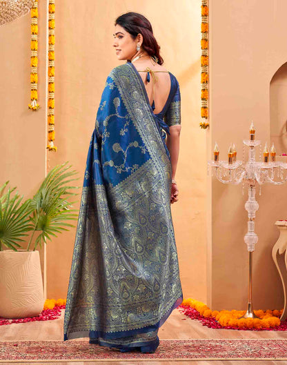 Blue Silk Woven Banarasi Saree