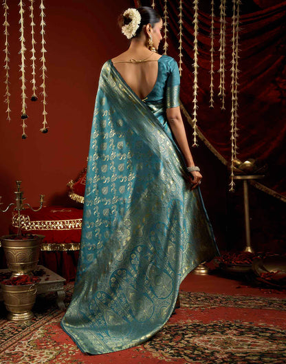 Blue Silk Woven Banarasi Saree