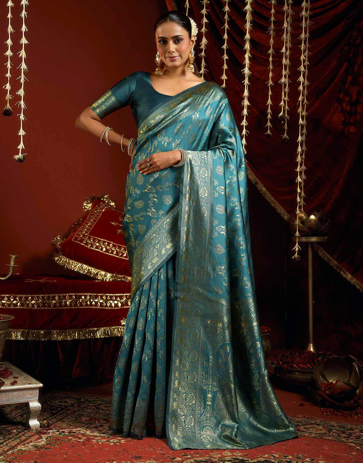 Blue Silk Woven Banarasi Saree
