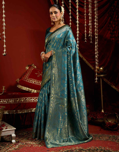 Blue Silk Woven Banarasi Saree