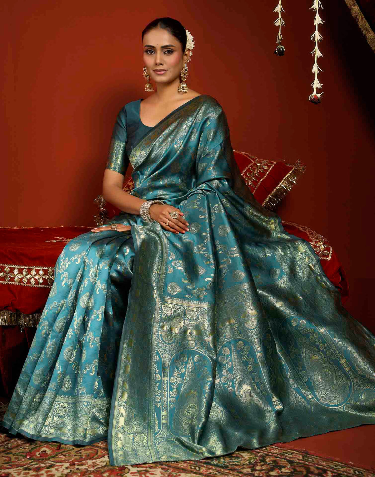 Blue Silk Woven Banarasi Saree