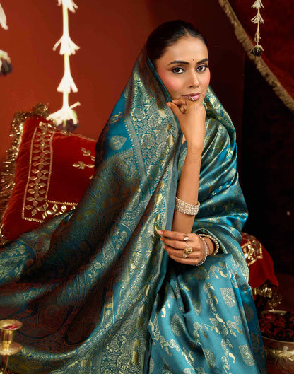 Blue Silk Woven Banarasi Saree