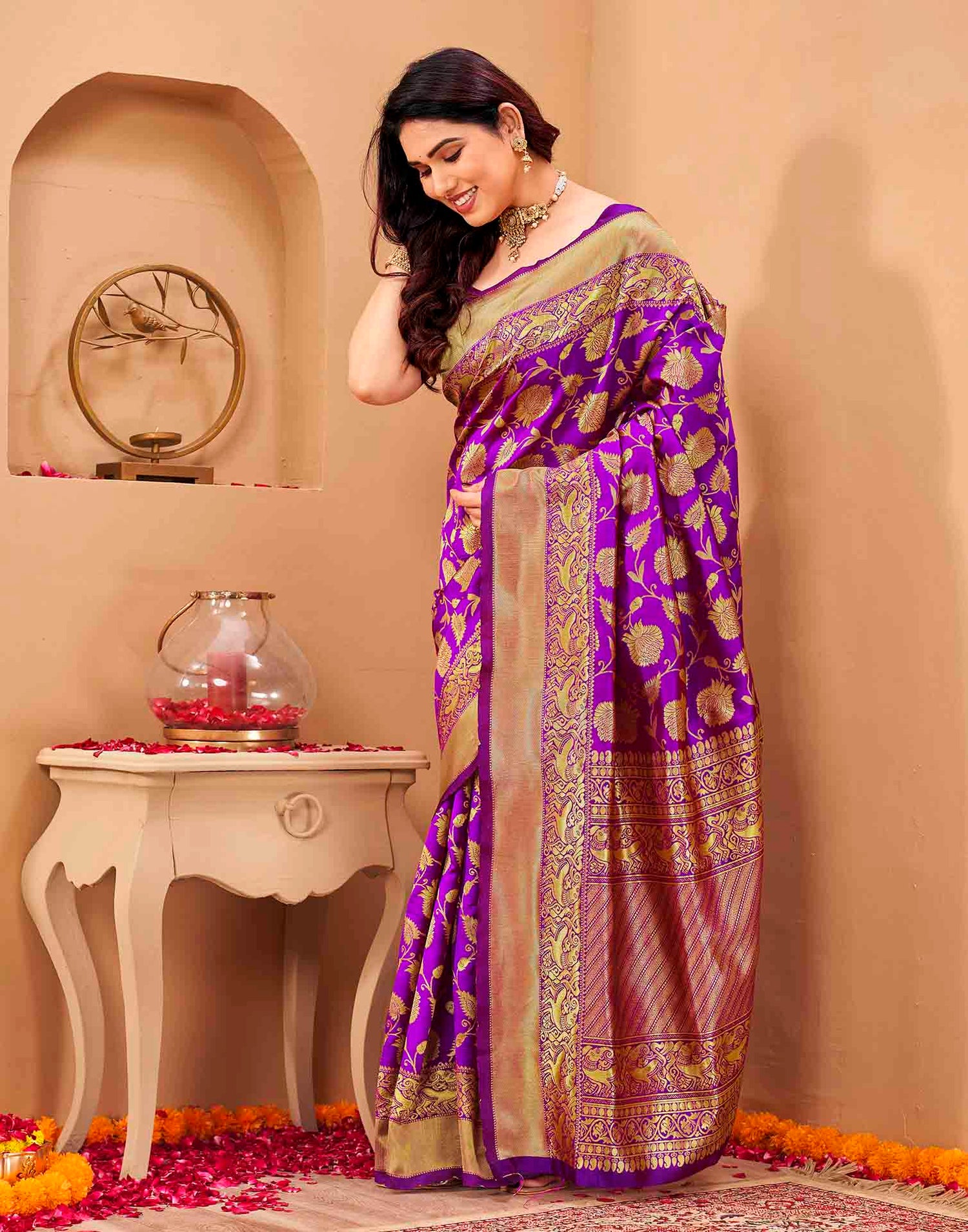 Purple Silk Woven Banarasi Saree