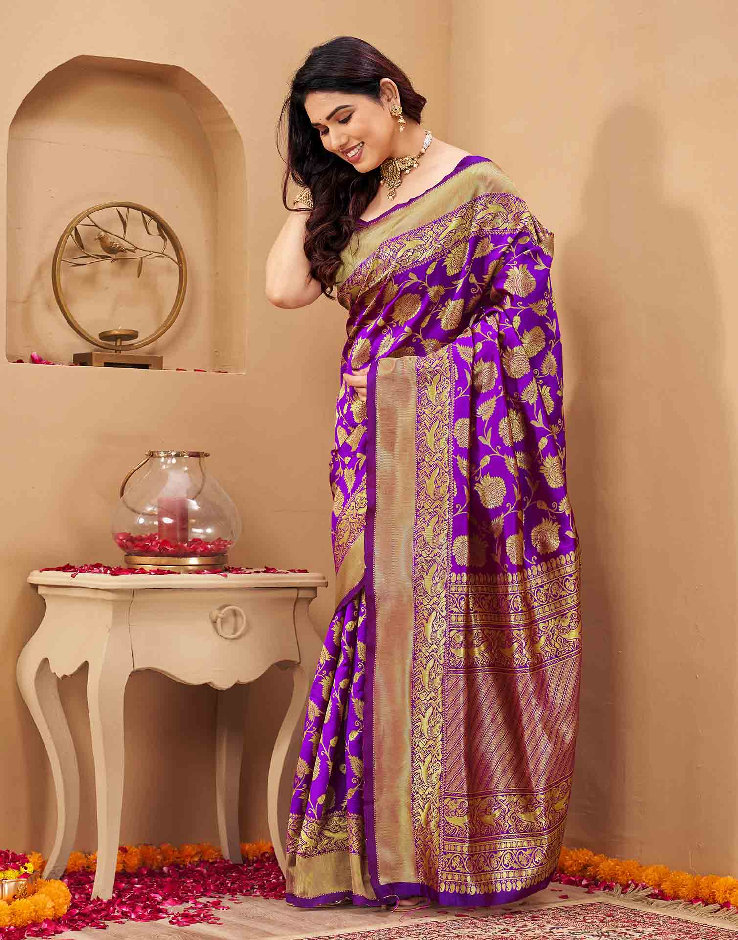 Purple Silk Woven Banarasi Saree