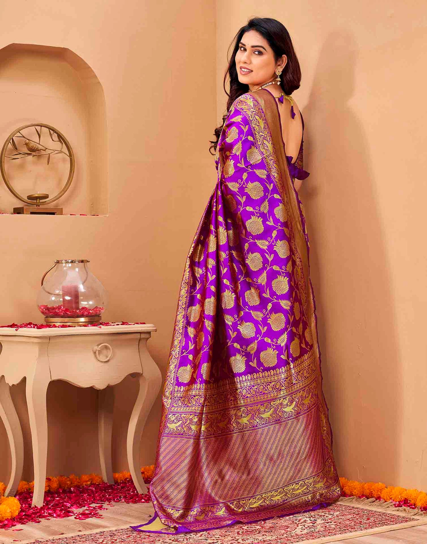Purple Silk Woven Banarasi Saree