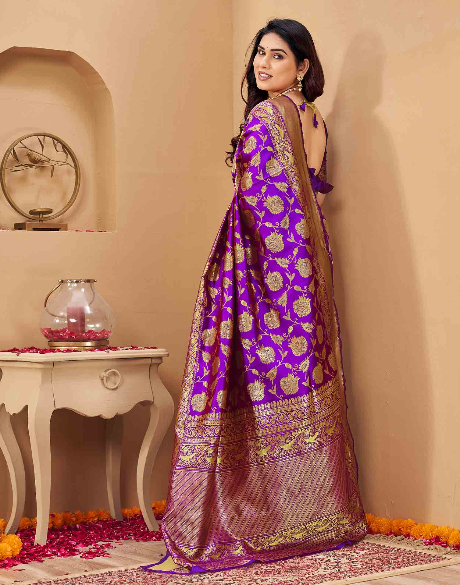 Purple Silk Woven Banarasi Saree