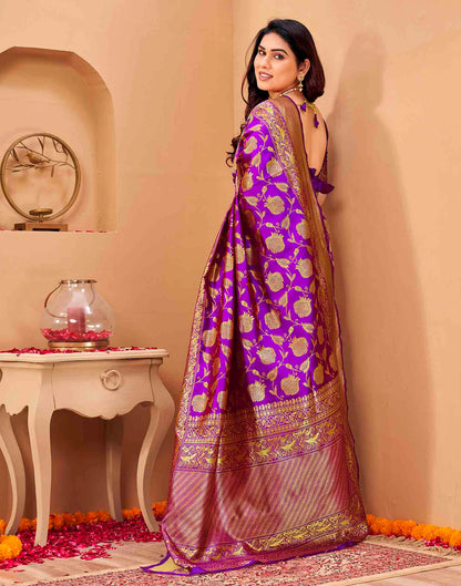 Purple Silk Woven Banarasi Saree