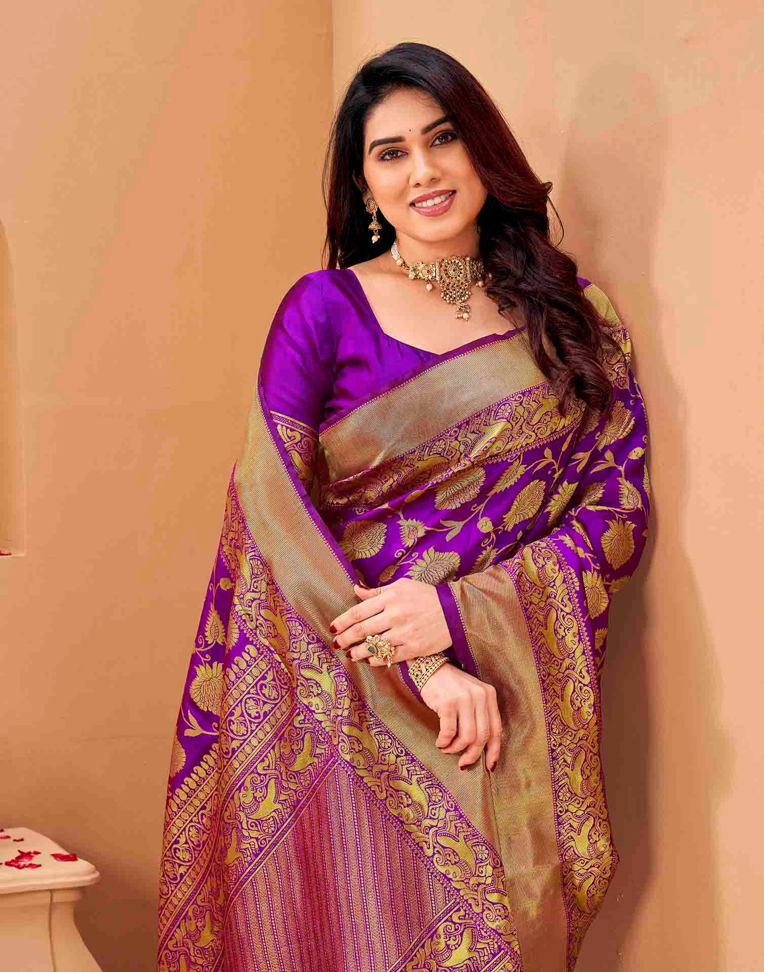 Purple Silk Woven Banarasi Saree