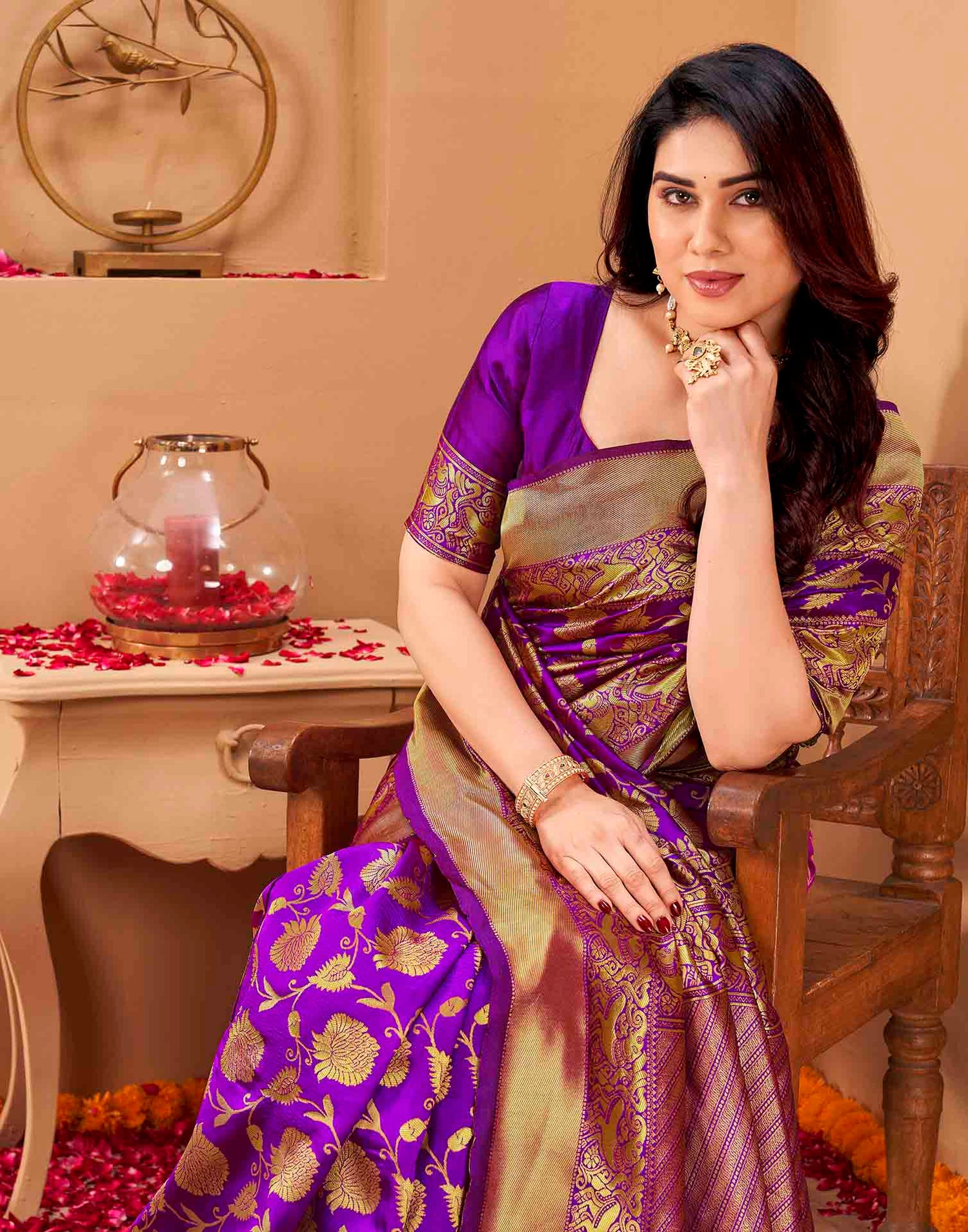 Purple Silk Woven Banarasi Saree