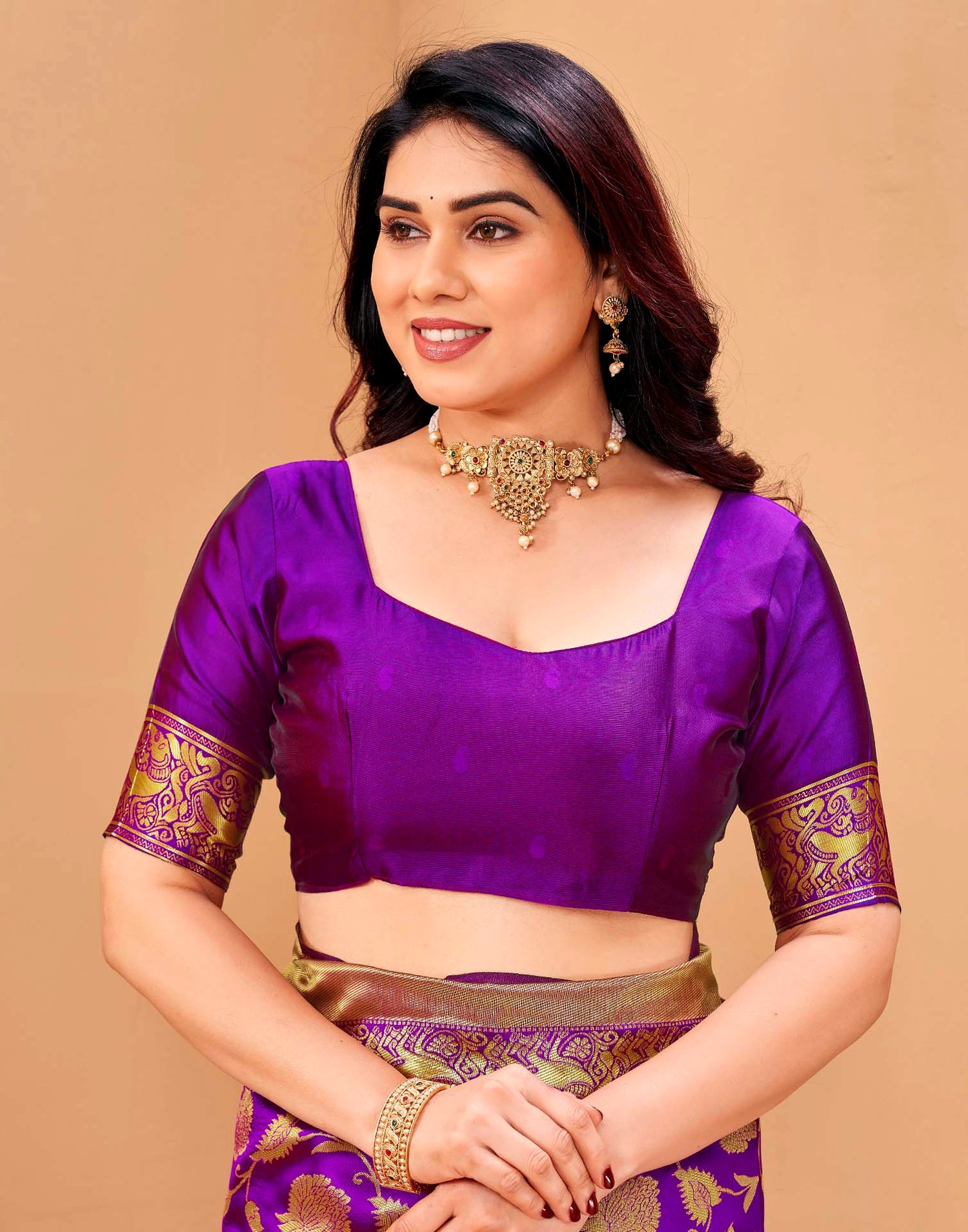 Purple Silk Woven Banarasi Saree
