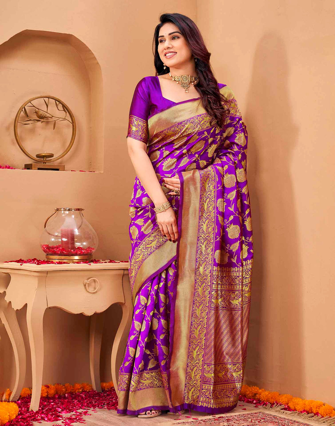 Purple Silk Woven Banarasi Saree