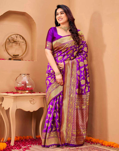 Purple Silk Woven Banarasi Saree