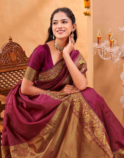 Purple Silk Woven Kanjivaram Saree