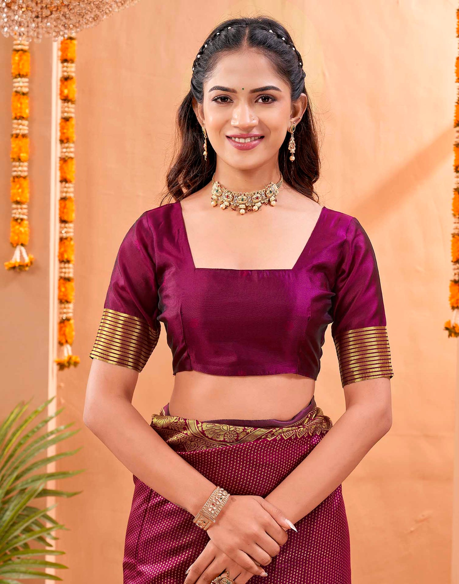 Purple Silk Woven Kanjivaram Saree