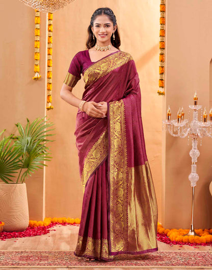 Purple Silk Woven Kanjivaram Saree