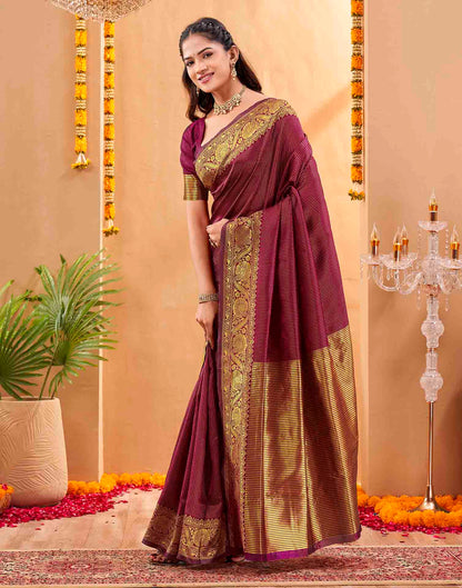 Purple Silk Woven Kanjivaram Saree