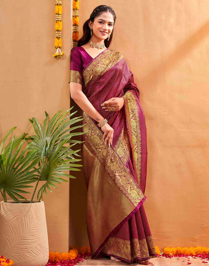 Purple Silk Woven Kanjivaram Saree