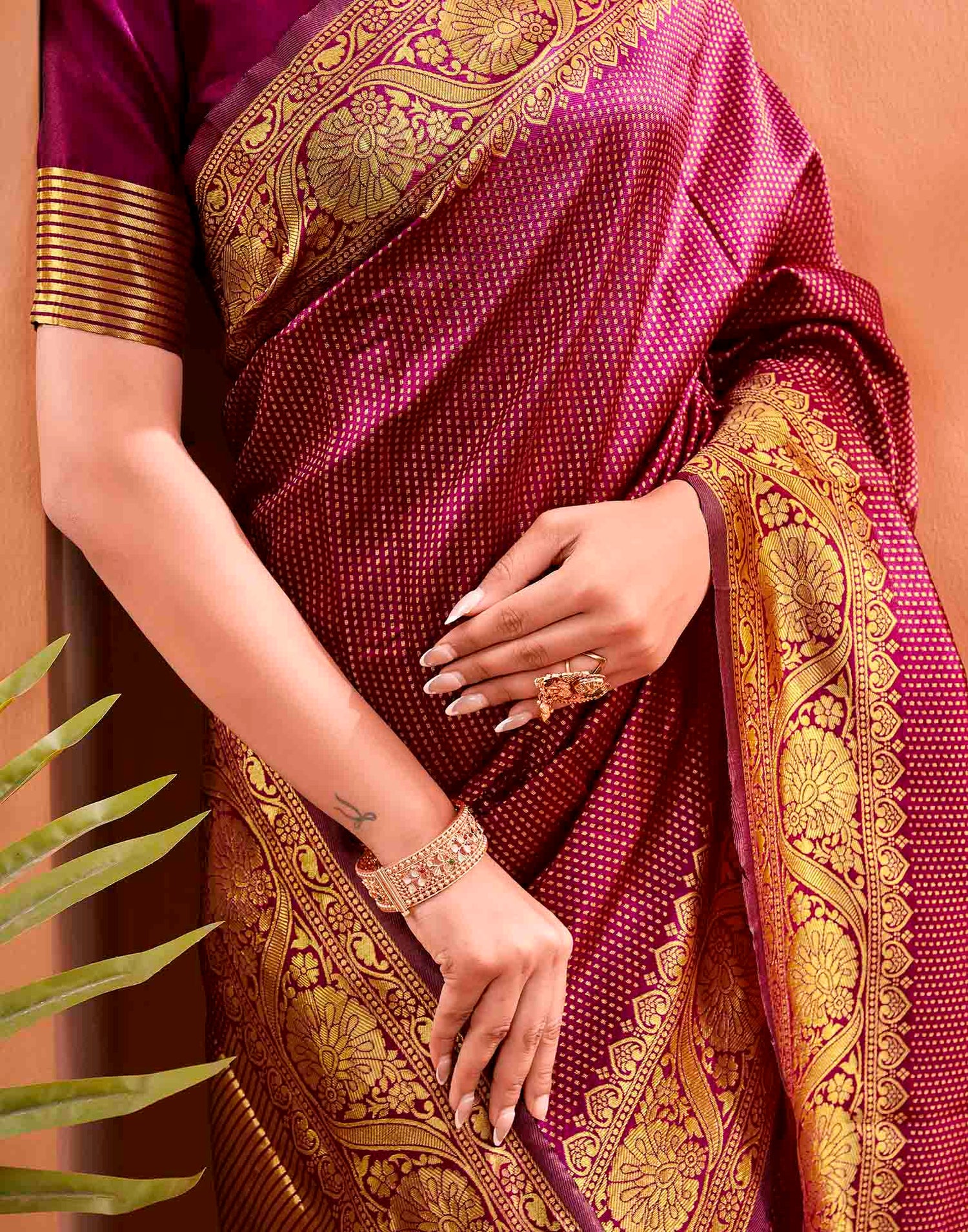 Purple Silk Woven Kanjivaram Saree