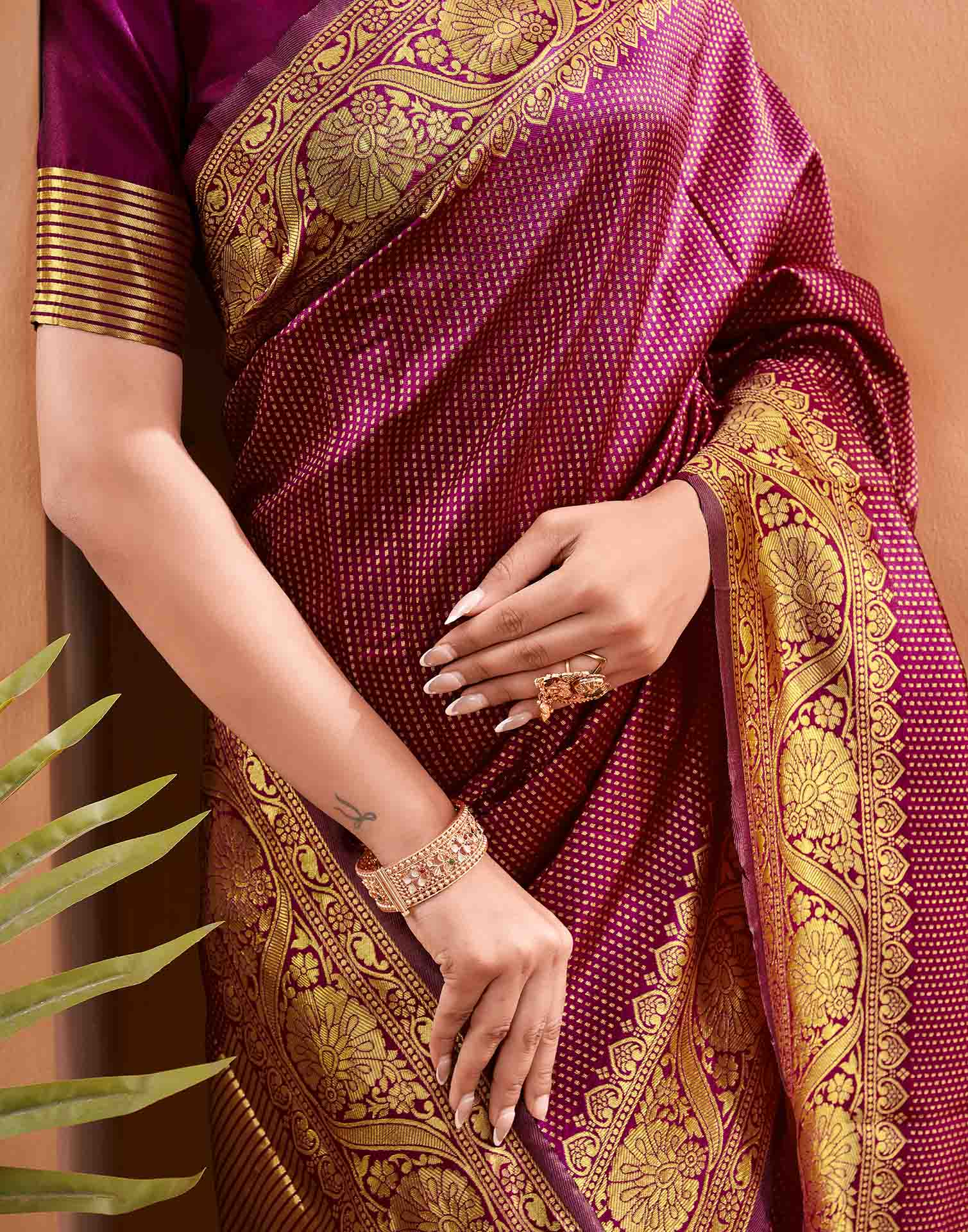 Purple Silk Woven Kanjivaram Saree