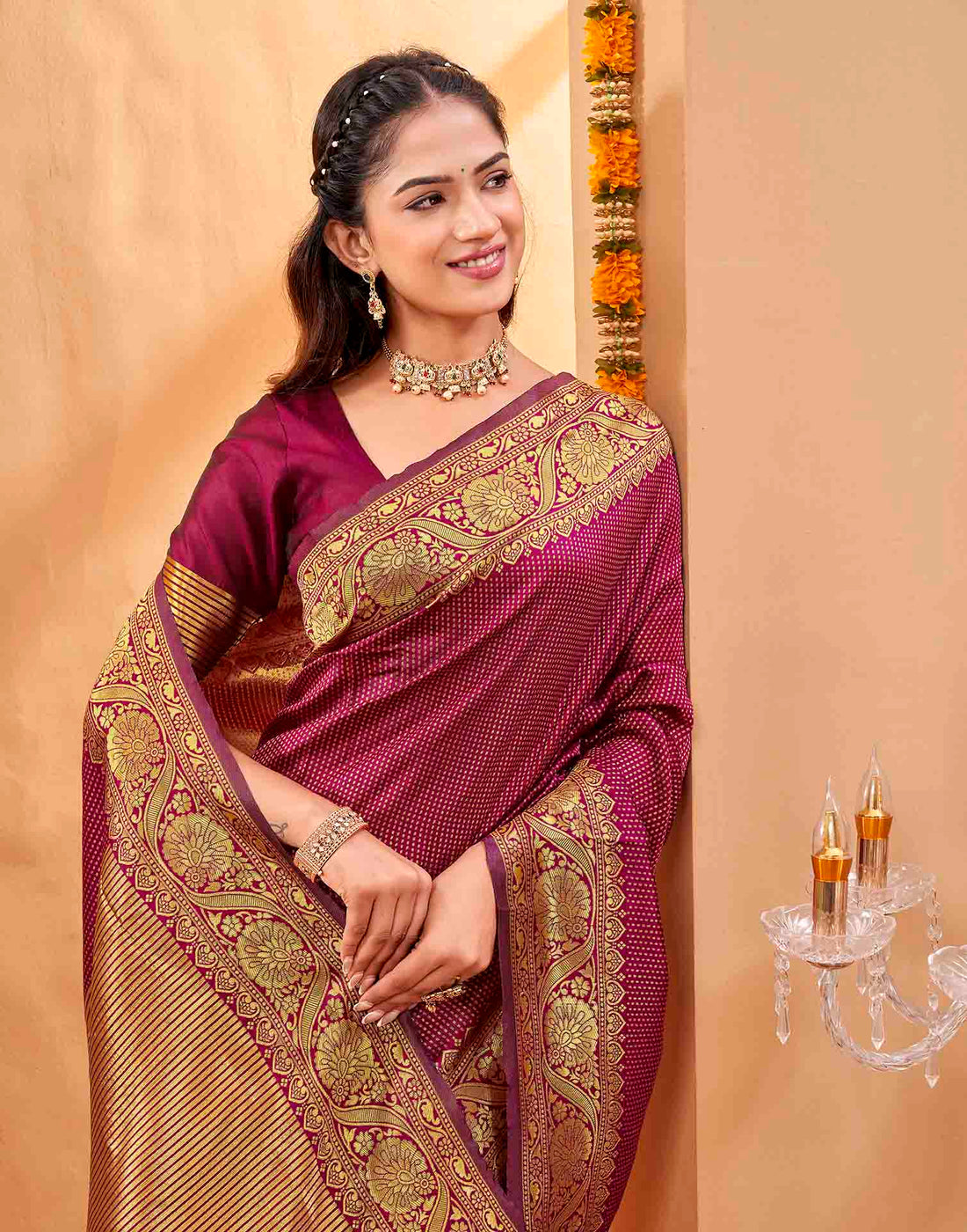Purple Silk Woven Kanjivaram Saree