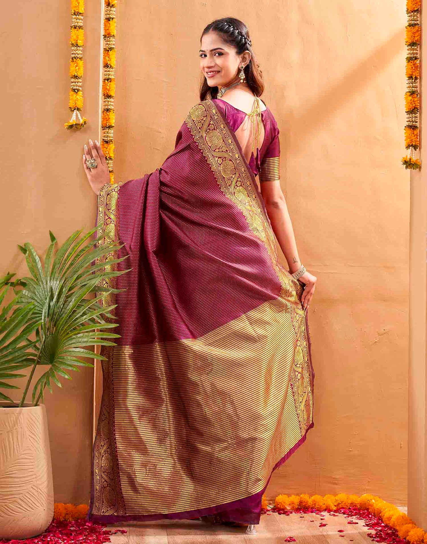 Purple Silk Woven Kanjivaram Saree