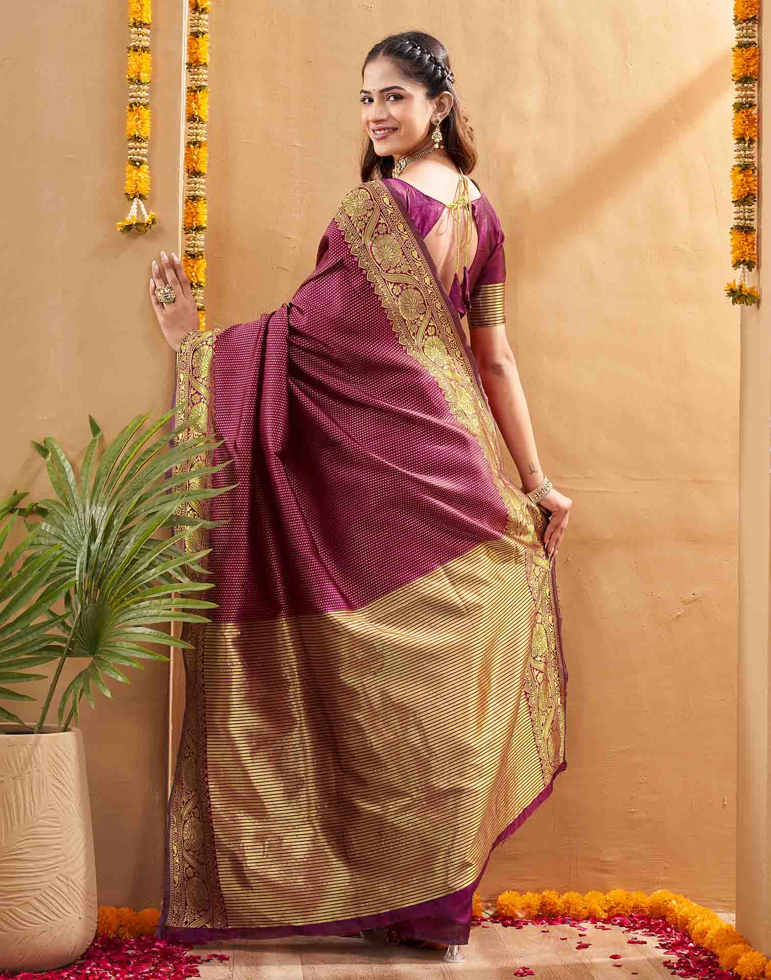 Purple Silk Woven Kanjivaram Saree