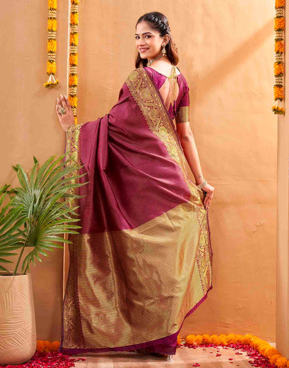 Purple Silk Woven Kanjivaram Saree
