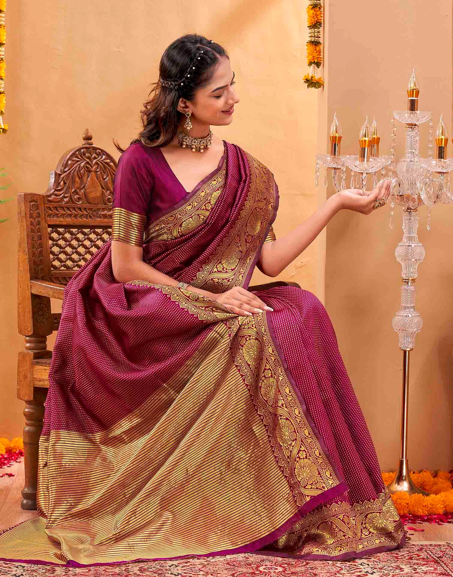 Purple Silk Woven Kanjivaram Saree