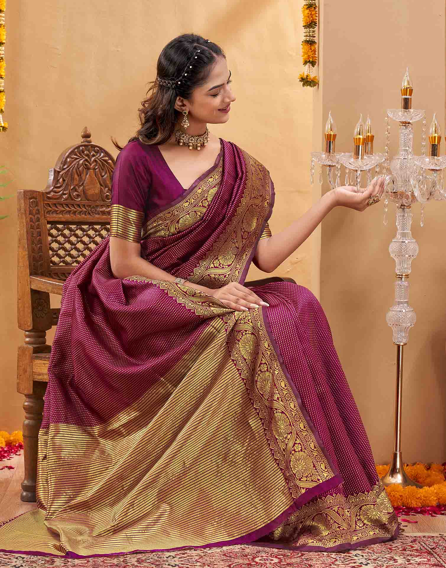 Purple Silk Woven Kanjivaram Saree