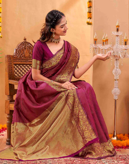 Purple Silk Woven Kanjivaram Saree
