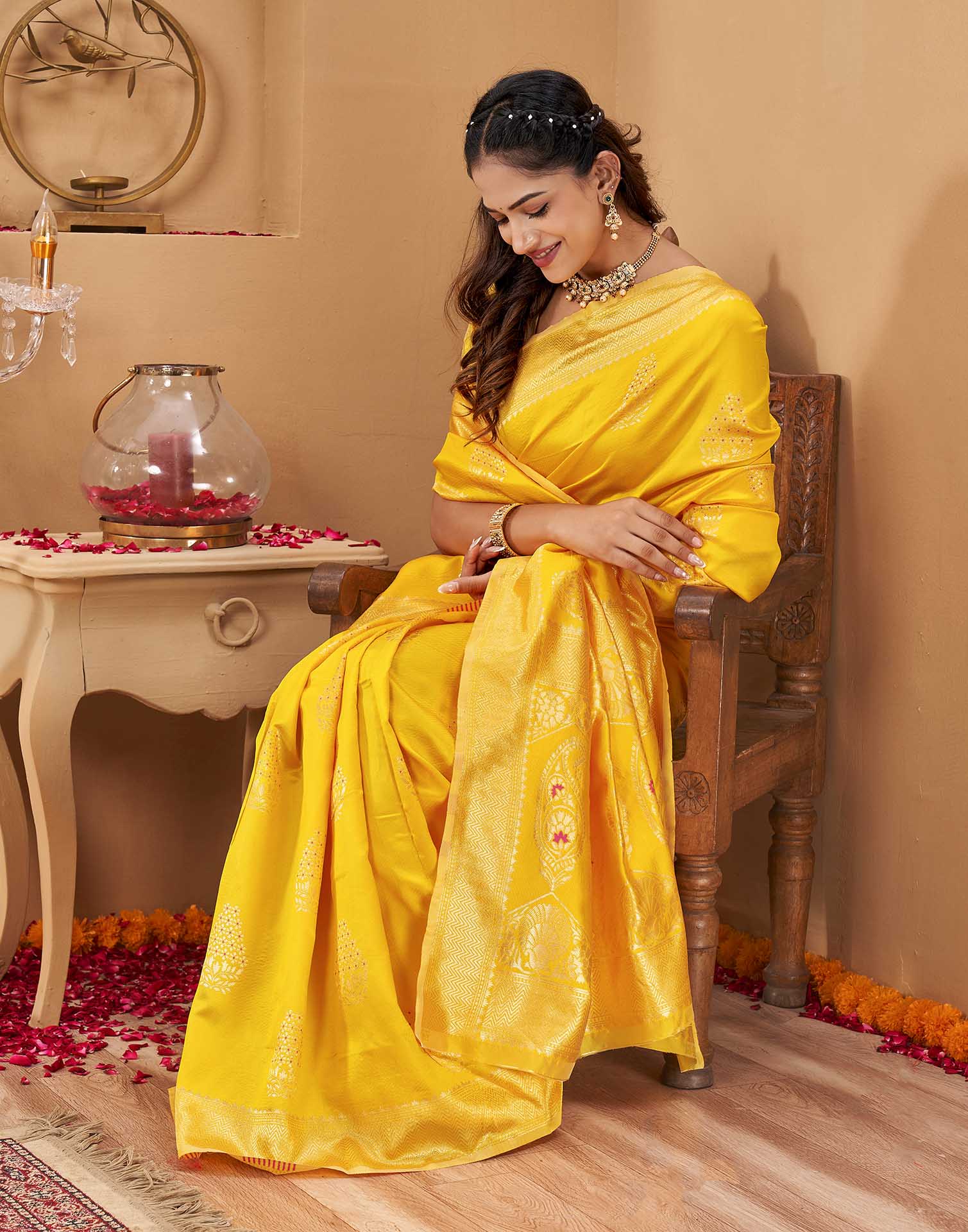 Yellow Silk Woven Banarasi Saree