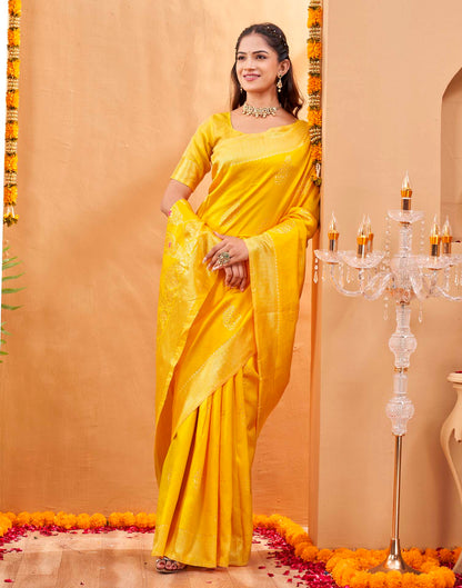 Yellow Silk Woven Banarasi Saree