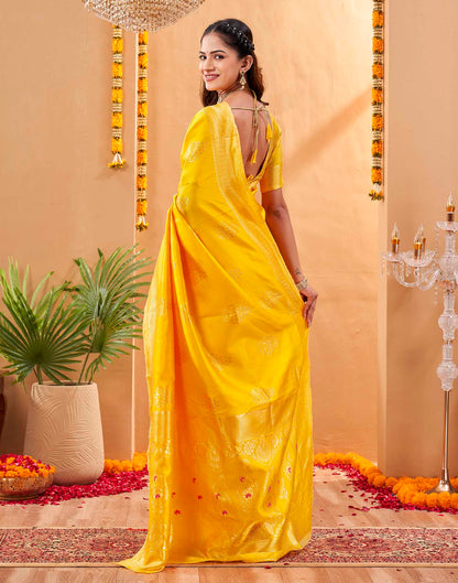 Yellow Silk Woven Banarasi Saree