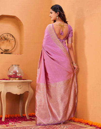 Pink Silk Woven Banarasi Saree