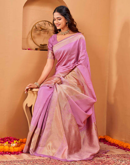 Pink Silk Woven Banarasi Saree